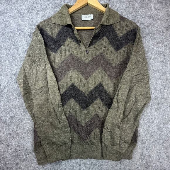 Vintage Rodes Sweater Men Green 90s Grunge Grandpa Retro Knit Cozy Cabin Italian - Picture 1 of 7